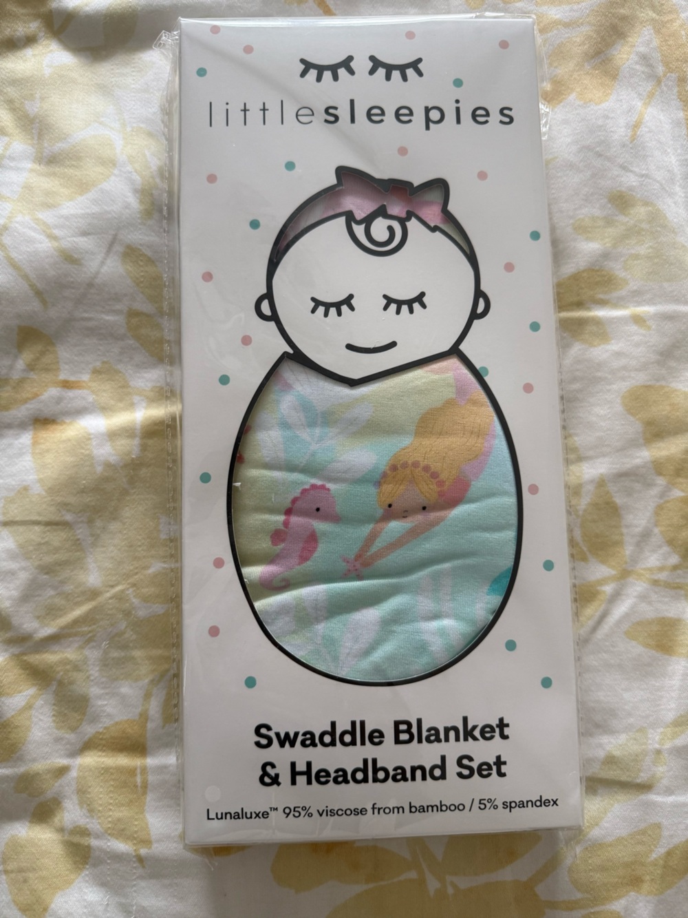 Little Sleepies Mermaid Swaddle with bow -